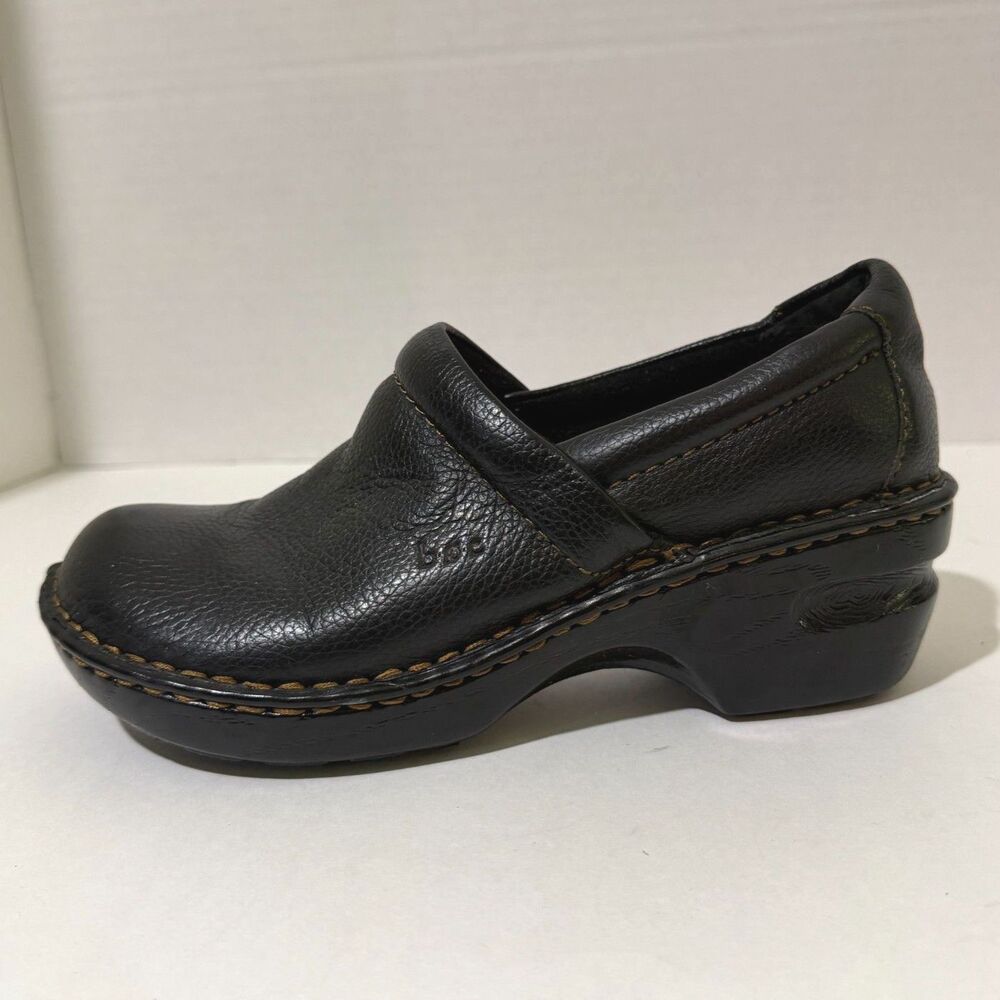 BOC Black Peggy Wedge Chunky Clogs Slip-on, 6 Granola Grunge